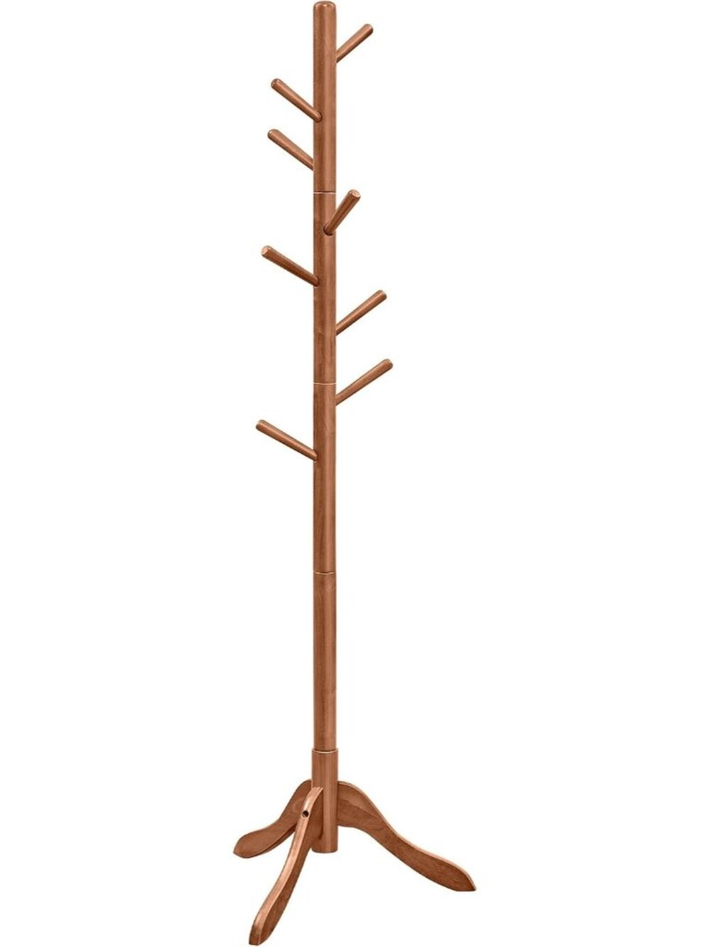 New Solid Wood Coat Rack, Free Standing, Tree-Shaped, with 8 Hooks